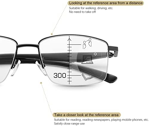 MIRYEA Photochromic Progressive Multifocus Reading Glasses Spring Hinges Transition UV400 Sunglasses Anti Glare Sun Readers