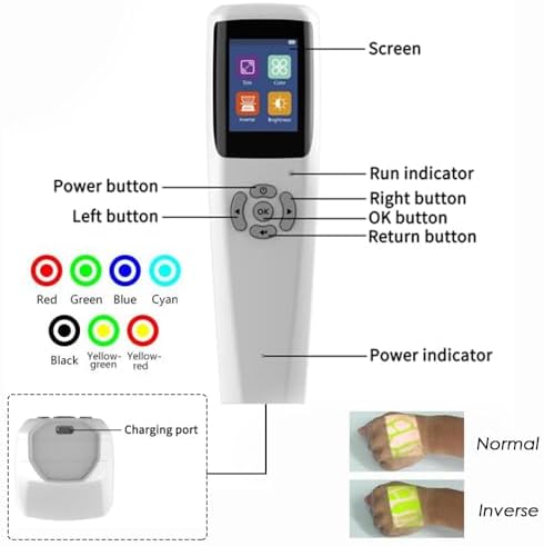 Infrared Vein Finder Locator - Vein Viewer Illumination Detector, Handheld Vein Light Projection Visualization for Nurses, Useful for Various Skin (A)
