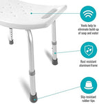 DMI Shower Chair Bath Seat for Tub or Shower Bench for Inside Shower, Made of Non Slip Aluminum with Plastic Seat, No Tools Needed, Adjustable Height, Holds Weight up to 300 Pounds, Bath Bench, White