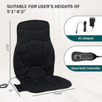 COSTWAY Massage Seat Cushion with Heat, 30 Mins Auto-Off Timer, 10 Vibration Motors, 5 Modes, 3 Intensities, Electric Back Massager for Pain Relief, Deep Tissue Chair Pad for Home Office, Black