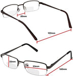 Yogo Vision Reading Glasses Set of 2 Bifocal Half Rim Metal Glasses for Reading Quality Spring Hinge Readers Men and Women Set of Gunmetal and Brown 2.75