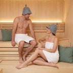 Wool Felt Sauna Hat for Men and Women, Thickened 2 Pack Russian Banya Cap for Heat Protection, Absorbent Steam Head Cover for Spa and Sauna Accessories, Grey Trim