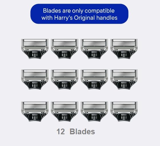 Razor Blade Refills, Harry Razor Blade Refills 12 Count, Sharper 5-Blade, Close and Comfortable Shave - Compatible