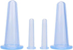 4 Pieces Blue Silicone Facial Cupping Therapy Set,Anti Cellulite Vacuum Cupping Cups for Face and Eye Cupping Massage，Massage Tools,Health Care Products(2 Small + 2 Large)