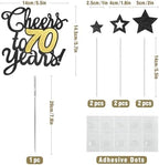 Cheers to 70 Years Cake Topper - Black Gold 70th Birthday/Anniversary Cake Topper for Men Women - Happy 70th Birthday Cake Topper - Cake Decorations for seventy Birthday or Anniversary Party