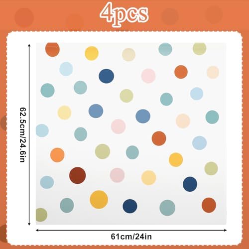 4 Pcs Classroom Cabinet Curtains for Shelves 24.02 x 24.61 Inches Self Adhesive Curtains for School Kindergarten Daycare Primary School Classroom Playroom (Morandi Dots)