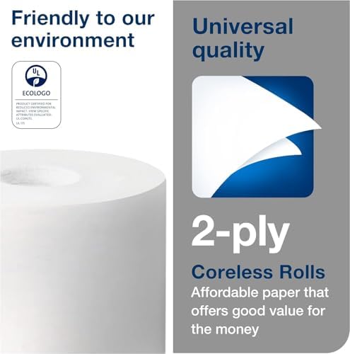 Tork Coreless High-Capacity Toilet Paper Roll White T7, Universal, 2-ply, 36 x 1100 sheets, 472882