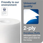 Tork Coreless High-Capacity Toilet Paper Roll White T7, Universal, 2-ply, 36 x 1100 sheets, 472882