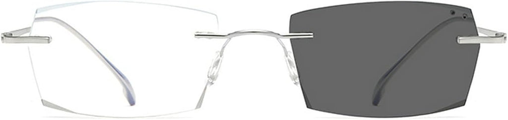 Rimless Transition Photochromic Reading Glasses Anti UV Sunglasses for Men Women Computer Presbyopia Readers