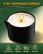 Soybean Wax Warming Massage Oil Candle for Stress Relief and Skin Moisturizing, Couples Massage, Romantic Gift SPA for Home Scented Candle Body Oil - Jasmine Scent 2.35 OZ