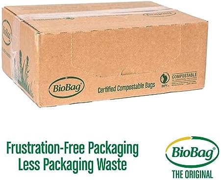 BioBag The Original Compostable Food Scrap Commercial Gallon Bags, 100% Compostable Certified (Made In USA) (140 Count, 20 Gallon)