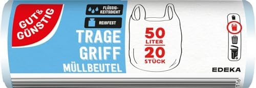 20 bags 50 L Waste Bag Bin Liners with Carry Handle