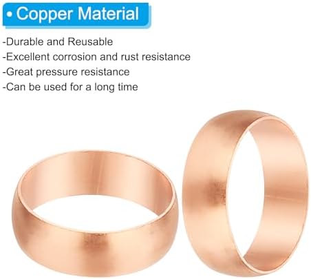 PATIKIL 19mm Tube OD Compression Sleeves Ferrules, 6pcs Copper Ferrule Fitting Compression Fitting Assortment Kit for Air Water Gas