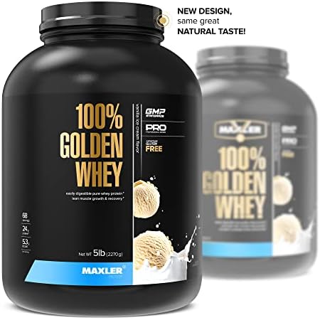 Maxler 100% Golden Whey Protein - 24g of Protein per Serving - Whey Protein Powder for Pre Post Workout - Fast-Absorbing Whey Concentrate, Isolate & Hydrolysate Blend - Vanilla Ice Cream 5 lb