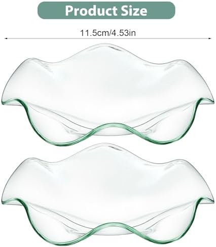 2Pcs Glass Wax Warmer Replacement Dishes, Candle Warmer Plate, 4.5" Ruffled Edge Transparent Bowls for Electric Oil & Wax Melt Lamps, Candle Heating Bowl for Aroma Therapy Lamp Electric Lamps Oil