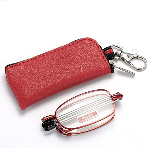 Folding Reading Glasses for Women Men, Blue Light Blocking Anti UV Computer Reader Glasses Spring Hinge with Case(+250,black)