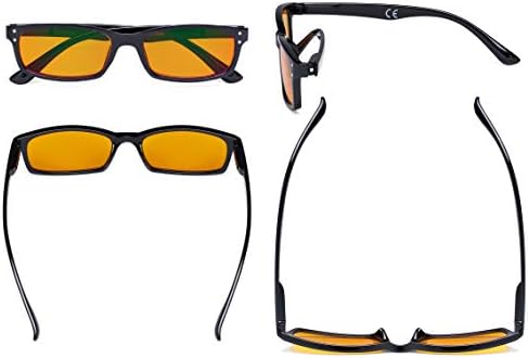 Eyekepper Computer Glasses Blue Light Blocking with Orange Tinted Filter Lens for Sleeping - Anti Eye Strain Tired Eye Relief Reading Glasses Women Men,Black +0.50