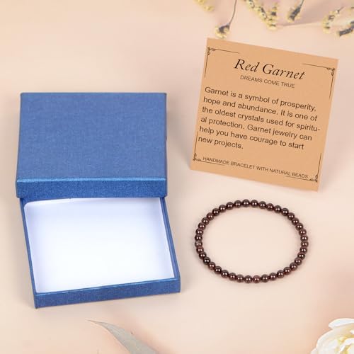 LPBeads Handmade Natural Gemstone Stretch Elastic Bracelet Healing Crystal Round Stone Beads Jewelry Gifts for Women Men