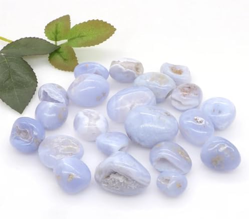 Beautiful Nature Blue Agate Geode Tumbled Stones for Reiki, Aquarium Decor, and Home Decoration - Irregular Quartz Mineral Specimens(100g)