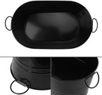 3 PCS 15.3 x 9 x 6 inches Black Metal Galvanized Tub with Handles, 3 Gallon Galvanized Beverage Tubs for Parties, Large Metal Drink Ice Buckets for Beer, Wine, Cocktails & Outdoor Events