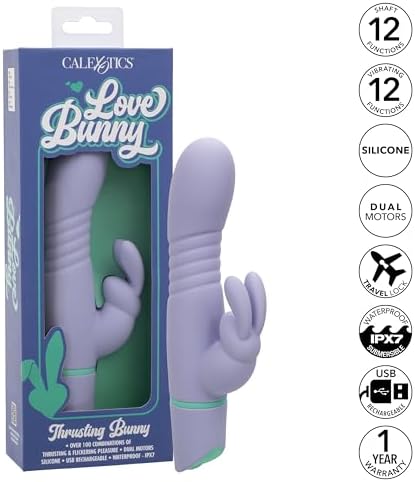 CalExotics Love Bunny Thrusting Bunny Waterproof Silicone Rechargeable Rabbit Vibrator Purple - SE-0619-60-3