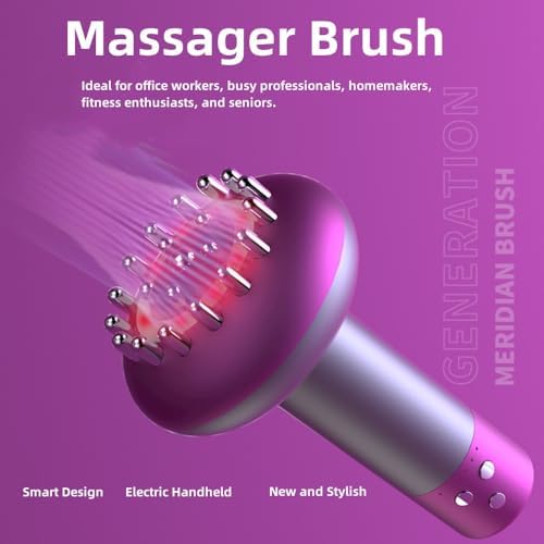 Electric Meridian Brush Massage, 9 Level Adjustable Massager for Targeted Pain Relief, Knots, Aches, Muscle Soreness, Circulation & Tighter Skin, Purple