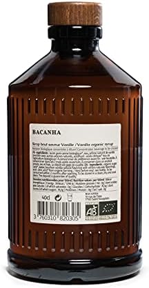 Bacanha Organic Raw Vanilla Syrup - Premium French Syrup - Sweet & Exotic Flavor for Coffee, Desserts & Cocktails - Gourmet and Organic - For Lattes, Mocktails, Teas - 400ml Glass Bottle