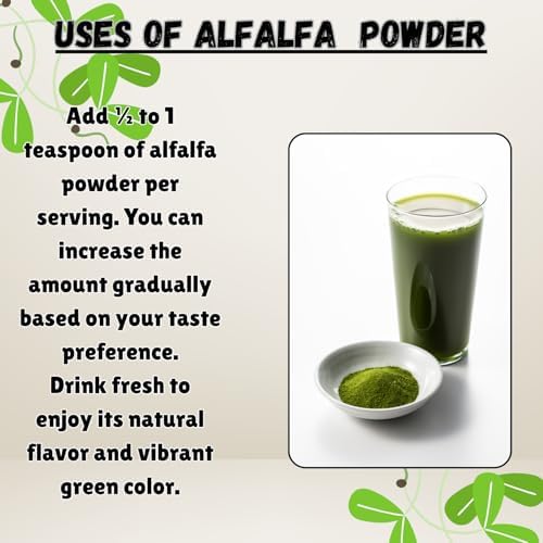 Alfalfa Powder 2lb | Green Superfood Leaf Powder | Gluten-Free, Non-GMO, Vegan | Rich in Fiber | Ideal for Smoothies, Juices, Shakes & Daily Nutrition