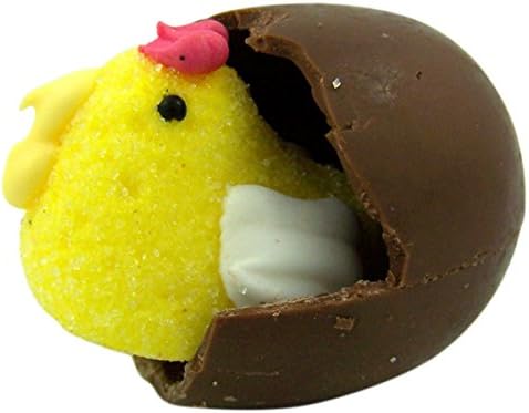 Needzo Belgian Milk Chocolate Peekaboo Chicks Foil Wrapped Easter Eggs with Marshmallow Center Basket Stuffers, 6 Eggs Total