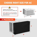 Air Conditioner Covers for Inside 21"W x 15"H x 3.5"D, Windproof and Waterproof 3 Layers Insulation Window Air Conditioner Cover with Aluminum Foil and 2mm Foam, Black