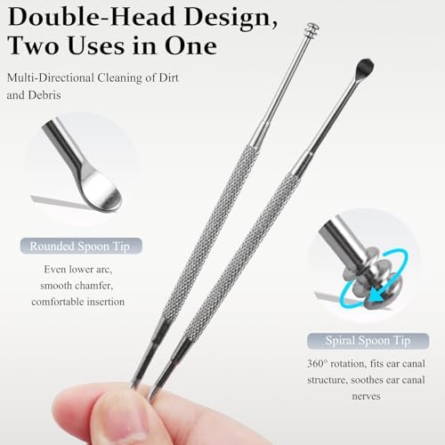3PCS Stainless Steel Earwax Remover Spoon, Ear Pick Scraper Cleaner Tool