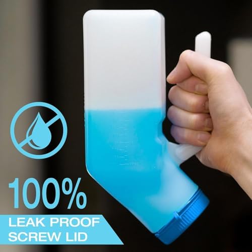 Urinals for Men Glow in The Dark Lid by Tilcare (2 Pack) - 32oz/1000mL Thick Plastic Mens Bedpan Bottle with Screw-on Lid - Spill Proof Urinary Chamber - Male Portable Travel Pee Bottles