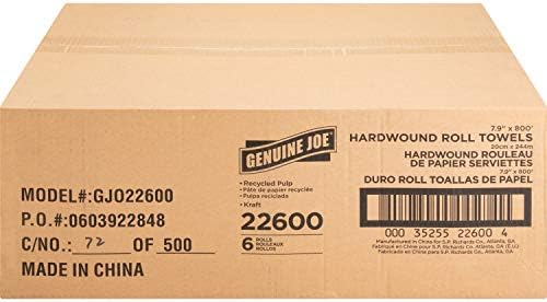 Genuine Joe GJO22600 Embossed Hardwound Roll Towels (Pack of 6)