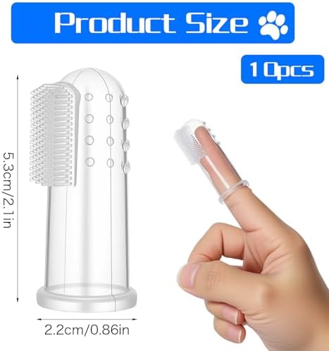 10 Pieces Dog Finger Tooth Brushing Kit, Finger Toothbrush for Cat Dogs Puppy Kitten Fingers Toothbrushs with Silicone Bristles Cat Teeth Cleaning Brush Pet Dental Care & Teeth Cleaning for All Pets