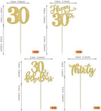 Rsstarxi 24 Pack Happy 30th Birthday Cupcake Toppers Gold Glitter Thirty 30 Fabulous Cupcake Picks 30th Birthday Cake Decorations for 30th Birthday Anniversary Party Decorations