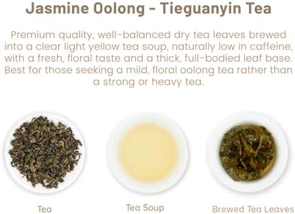 iTeaworld Jasmine Oolong Loose Leaf Tea, Fujian Anxi Tieguanyin Whole Leaf, Natural Jasmine Aroma, No Sugar & Additives, Hot & Cold Brew, Sealed Bag, 3.52oz