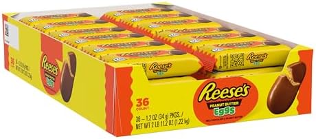 REESE'S Milk Chocolate Peanut Butter Eggs, Easter Basket Easter Candy Packs, 1.2 oz (36 Count)
