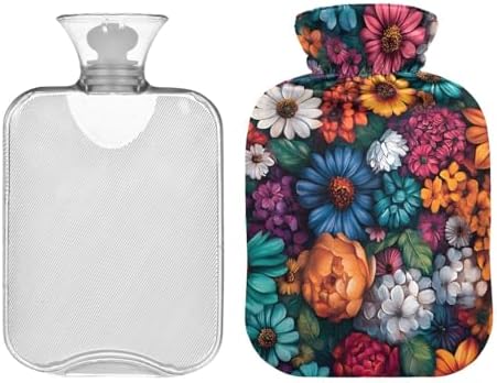 Floral Bouquet Hot Water Bottles Water Heating Pad Hot Water Bag for Menstrual Cramps, 1 Liters