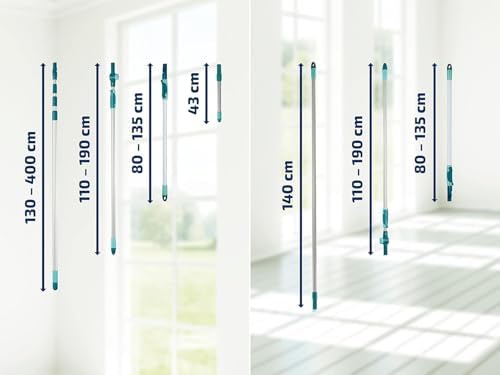 Leifheit Click System Handle, Mop Handle Adjustable and Extendable Between 145-400 cm, Telescopic Pole to Extend Reach of Squeegee, Duster or Mop Head