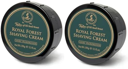 Taylor of Old Bond Street Royal Forest Fragrance Shaving Cream Bowl 150g (2-Pack) – Rich Lather for Traditional Shaving