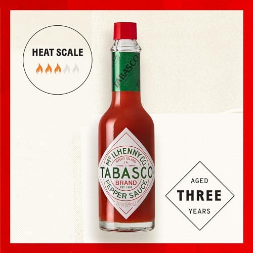 TABASCO Brand Original Red Pepper Hot Sauce, Medium Heat, Glass Bottle, Classic & Versatile Flavor, Three Simple Ingredients, Great for Dips, Tacos, Eggs, Pizza, Oysters & More, 2 Fl Oz (Pack of 1)