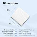 Dealmed 2’’ x 2’’ Sterile Gauze Pads (100 Count) Disposable and Individually Wrapped Medical Gauze Pads, Wound Care Product for First Aid Kit and Medical Facilities (Pack of 1)