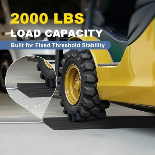3/4" Rise Rubber Threshold Ramp for Doorways, 35.5" Wide Heavy Duty Wheelchair Ramp 2000 Lbs, Cuttable for Door Threshold, Garage, Shower, Robot Vacuum