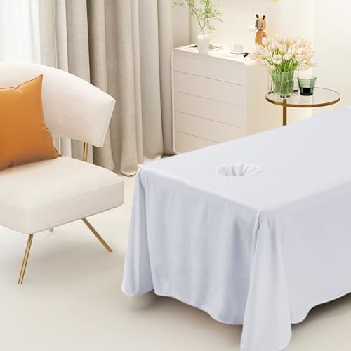 Breathable Massage Bed Sheet with Face Hole, Washable Spa Table Cover for Salon & Home(Light Gray)