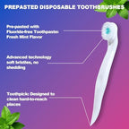Mini Disposable Toothbrush, Pre-Pasted Toothbrushes with Toothpaste and Toothpick for Travel - Fluoride Free, No Rinsing Needed, Mint Flavor, Fresh Breath Anywhere Anytime - 28 Ct