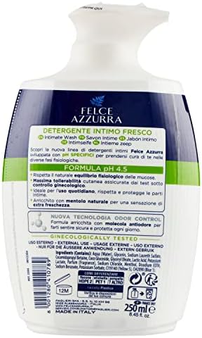 Felce Azzurra - Detergente Intimo Fresco - pH 4.5 Freschezza Naturale - 250ml (8.4 Fl Oz) 1 unit - Made in Italy [italian import]