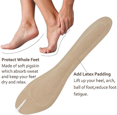 (2 Pairs)Pigskin Flip Flop Insoles Arch Support Non Slip, Cuttable Thong Sandal Cushion Inserts Women Men for Sweaty Feet, Adhesive Flip flop Toe Padding Protectors Relief Blister Rub Pain. 8-12 Size