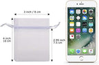 HRX Package 100pcs White Organza Jewelry Bags Drawstring 3 x 4 inch, Little Mesh Gift Pouches Mini Candy Bags for Small Presents Jewelry Earrings