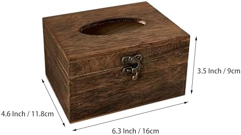 Wooden Tissue Box Cover Kleenexes Box Holder Rectangular Tissue Box Napkin Dispenser for Bathroom Office Living Room Dinner Table (Brown Small)