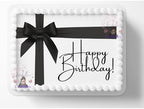 Black Coquette Bow Ribbon Edible Image Cake Topper Elegant Birthday Cake Topper Frosting Sheet Icing Paper Cake Decoration Edible Cake Sticker Decal 10" by 8"
